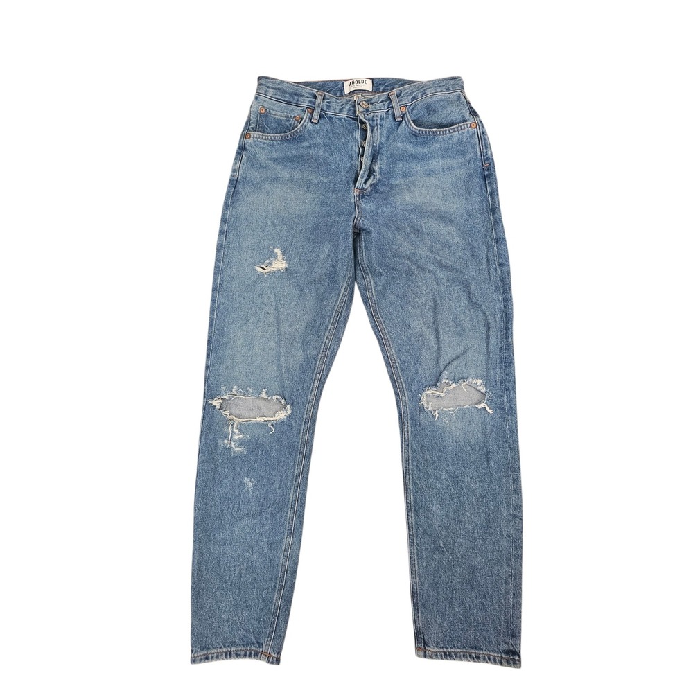AGOLDE‎ Feel Good Straight Leg Distressed Jeans Blue Size 28 Cotton button fly